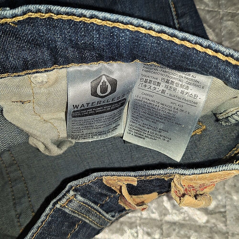 Levi's 514 Straight Fit Dark Wash Stretch Denim Jeans Mens 40x30 W40 L30 Red Tab - Picture 10 of 12